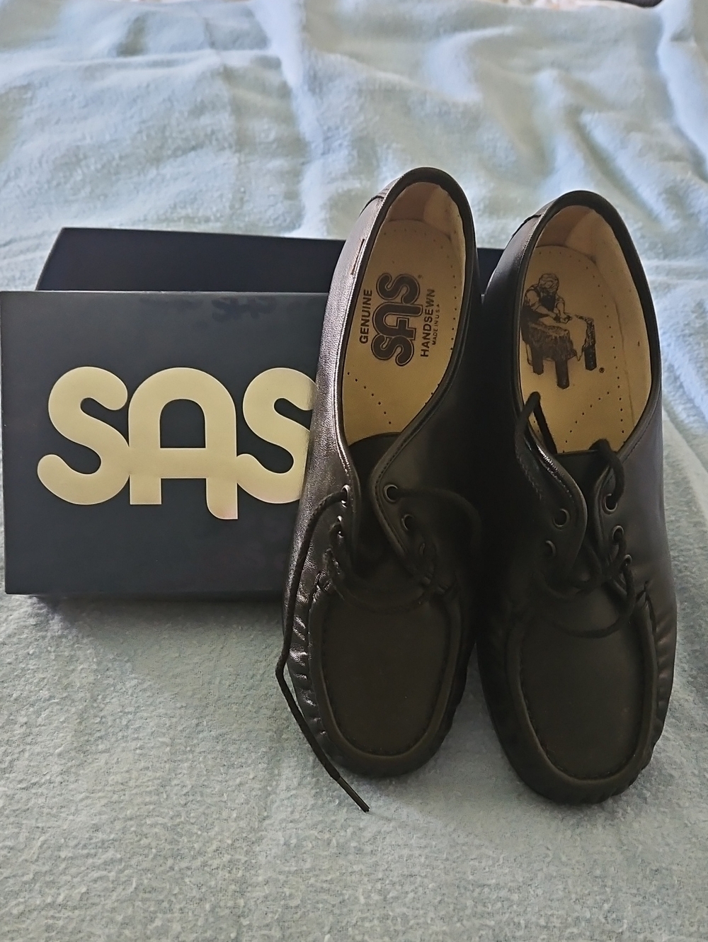 SAS Men's Black Leather Moccasin-Style Slip-On Loafers
